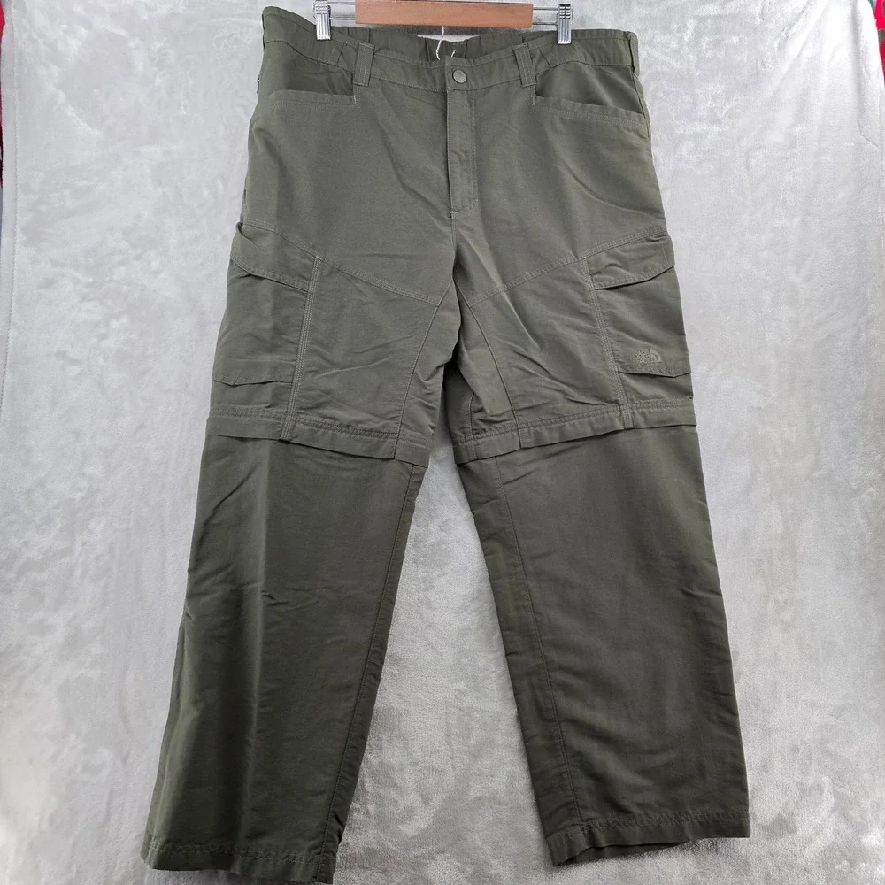 The North Face Convertible Pants Mens XL Green Cargo‎ Hiking Zip Off Outdoor